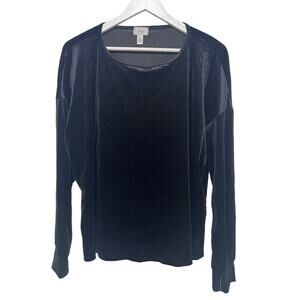 JENNI WOMENS XLARGE LONG-SLEEVE VELVET LOUNGE PAJAMA TOP BLACK NEW!
